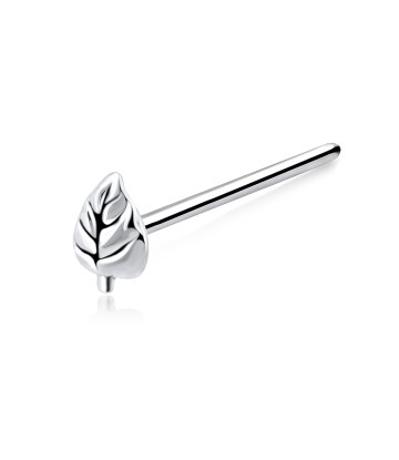 Little Leaf Shaped Silver Straight Nose Stud NSKA-364